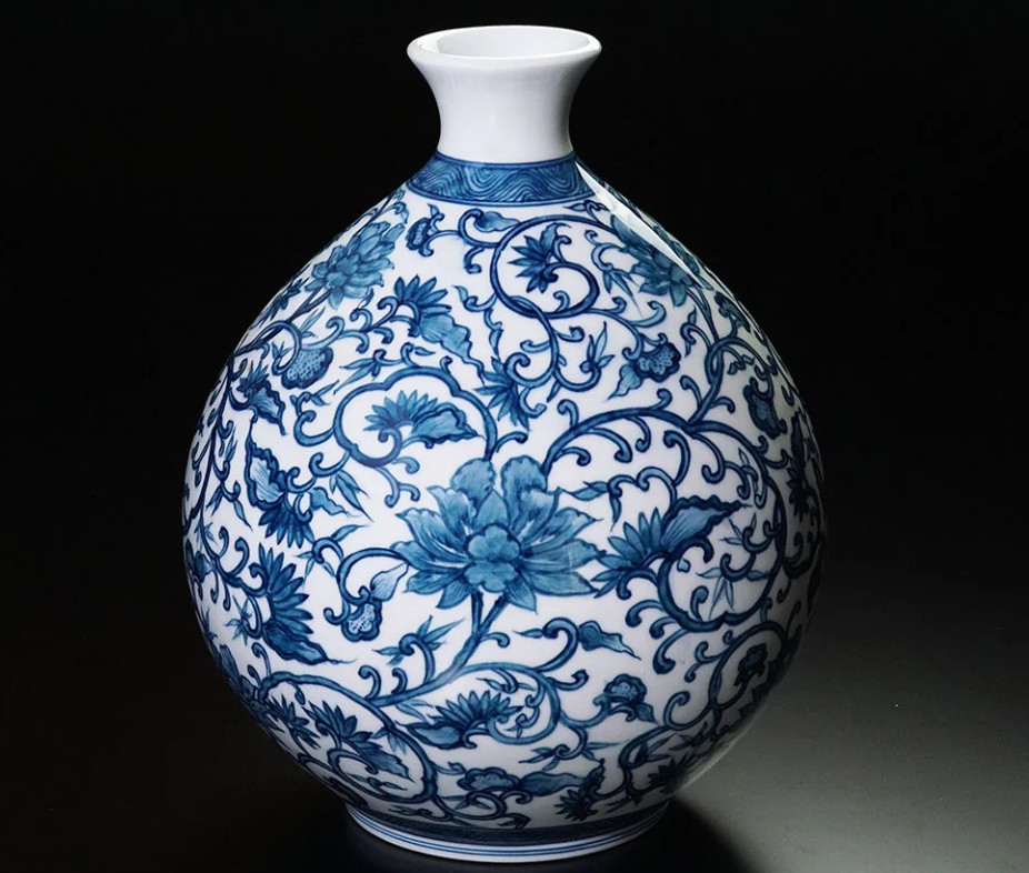 染付草花紋花瓶